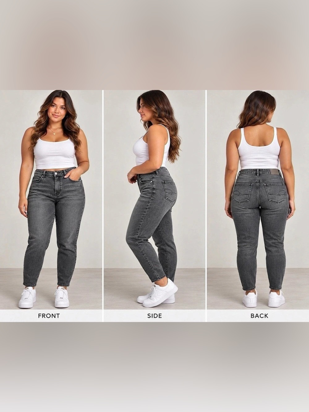 American Eagle Curvy Mom Jeans Women’s 16 Regular Black High Rise Stretch Denim